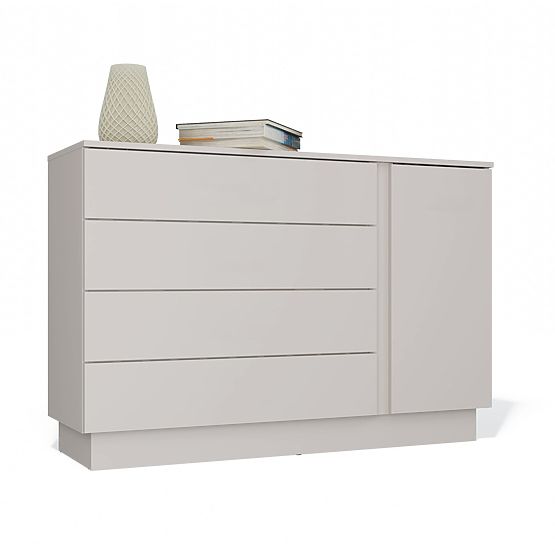 Kommode AMBER 1D4S Schrank 1 Tür 4 Schubladen für Schlafzimmer Wohnzimmer KASCHMIR Beige