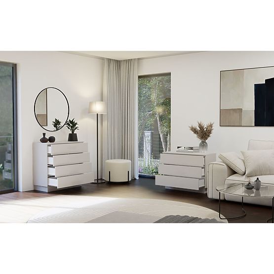 Kommode AMBER 3S Schrank 3 Schubladen für Schlafzimmer Wohnzimmer KASCHMIR Beige
