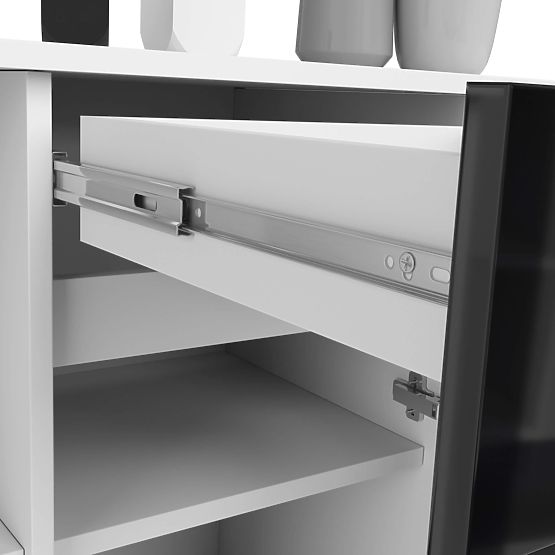 KOMMODE B-17 120 cm 1 SCHUBLADE 1 TÜR PK WEISS / SCHWARZ GLANZ