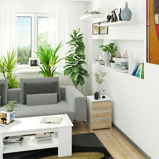 KOMMODE CL3/40 PK WEISS / EICHE SONOMA