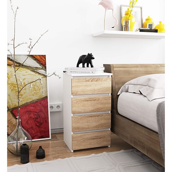 KOMMODE CL4 PK WEISS / EICHE SONOMA