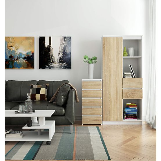 KOMMODE CL5 PK WEISS / EICHE SONOMA