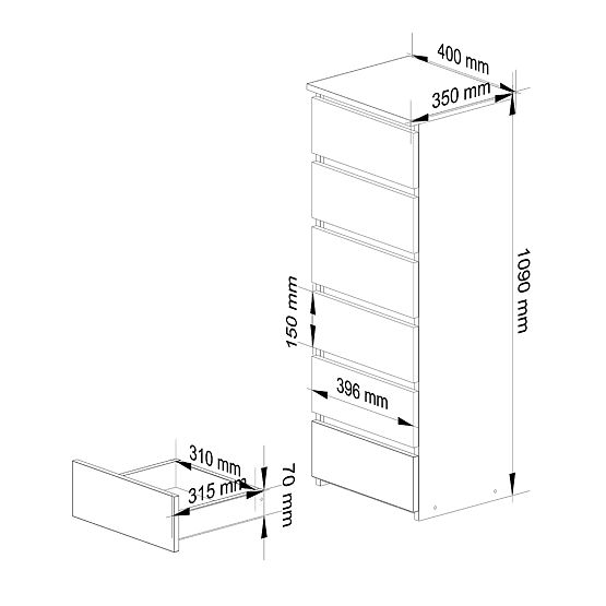 KOMMODE CL6 PK EICHE ARTISAN / GRAU