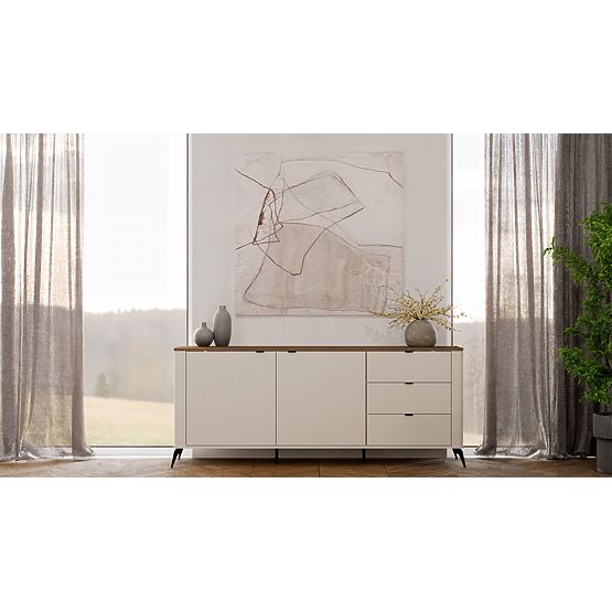 Kommode CORDOBA 2D3S Kaschmir Beige Eiche Castello Schrank 3 Schubladen Soft-Close