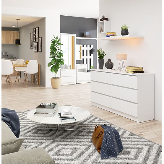 KOMMODE K 140 cm 6 SCHUBLADEN PK WEISS