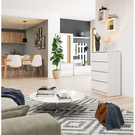 KOMMODE K 60 cm 4 SCHUBLADEN PK WEISS