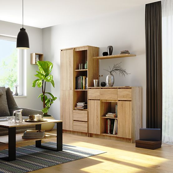 KOMMODE K100 2D 3SZ 1P PK EICHE SONOMA