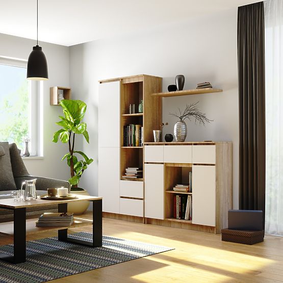 KOMMODE K100 2D 3SZ 1P PK EICHE SONOMA / WEISS