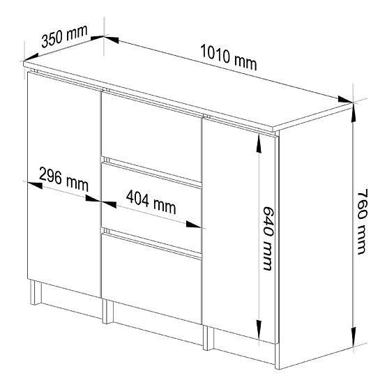KOMMODE K100 2D 3SZ PK EICHE SONOMA / WEISS