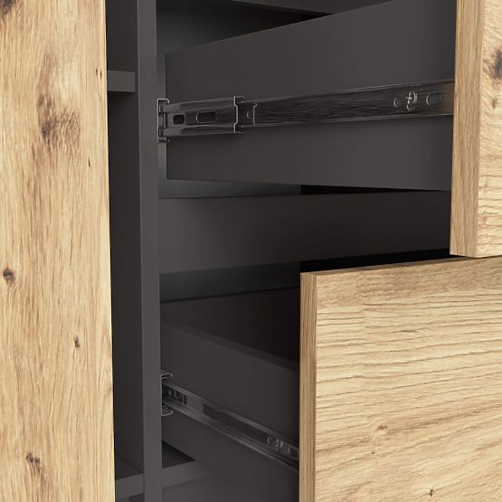 KOMMODE K100 2D 3SZ PK GRAPHIT GRAU / EICHE ARTISAN