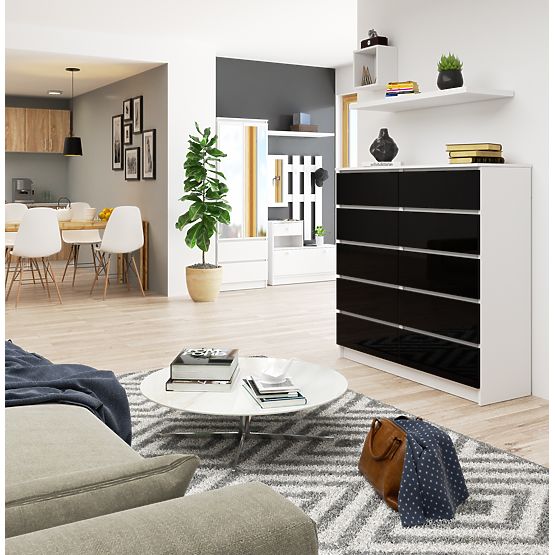 KOMMODE K120 10SZ CLP PK SCHWARZ GLANZ