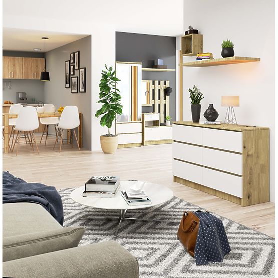 KOMMODE K120 6SZ CLP EICHE ARTISAN / WEISS
