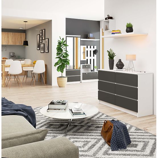 KOMMODE K120 6SZ CLP PK WEISS / GRAU