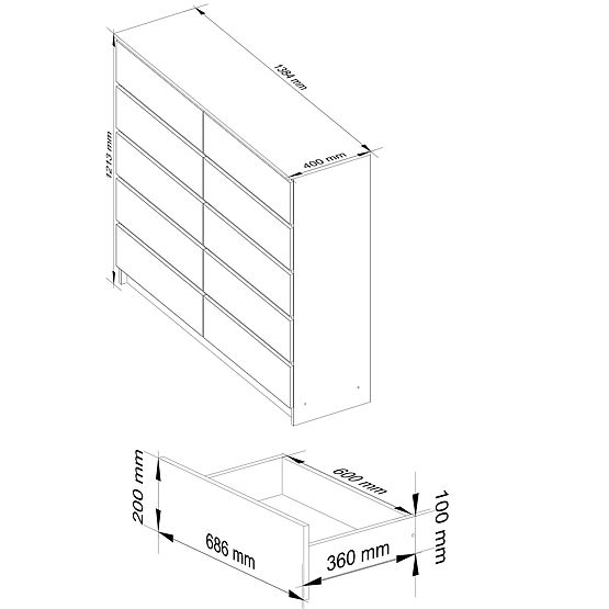 KOMMODE K140 10SZ CLP ERLE