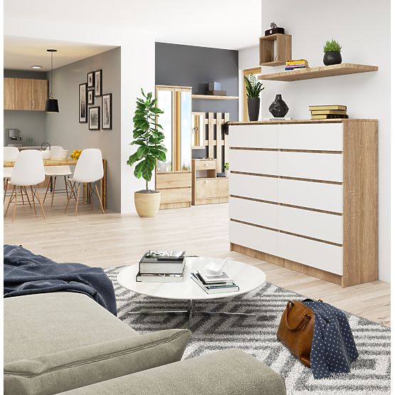 KOMMODE K140 10SZ CLP PK EICHE SONOMA / WEISS