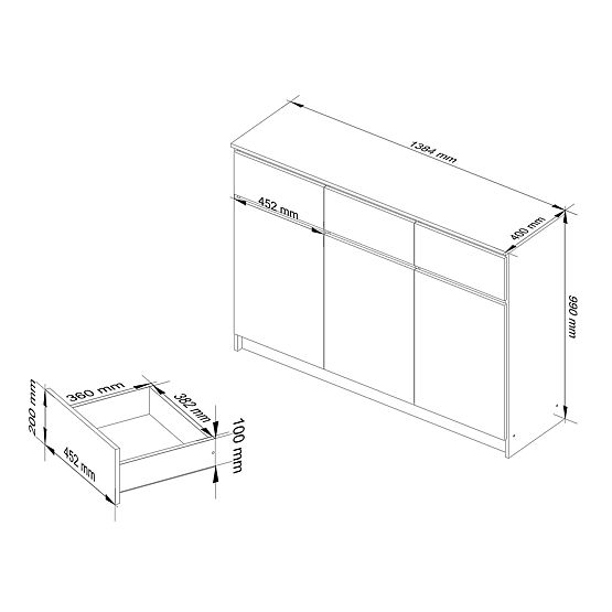 KOMMODE K140 3D 3SZ CLP PK WEISS / SONOMA