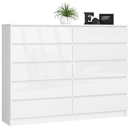 KOMMODE K160 10SZ CLP PK WEISS HOCHGLANZ