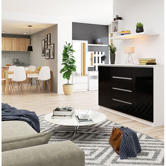 KOMMODE K160 2T 4S CLP PK SCHWARZ HOCHGLANZ