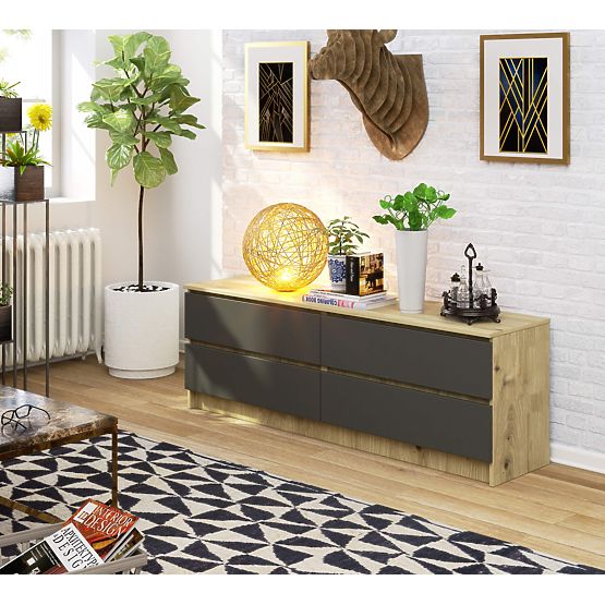 KOMMODE K160 4SZ CLP PK EICHE ARTISAN / GRAU