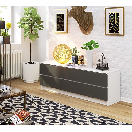 KOMMODE K160 4SZ CLP PK WEISS / GRAU