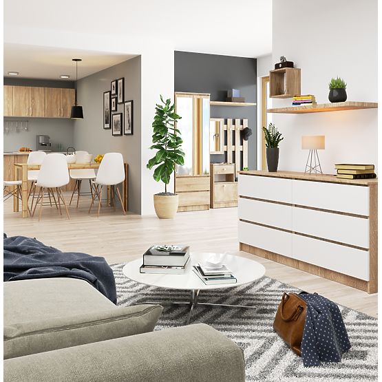 KOMMODE K160 6SZ CLP PK EICHE SONOMA / WEISS