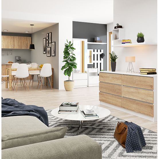 KOMMODE K160 6SZ CLP PK WEISS / SONOMA