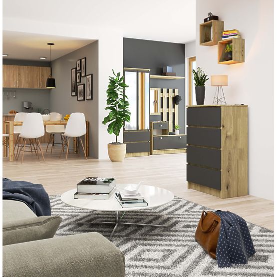 KOMMODE K60 4SZ PK EICHE ARTISAN / GRAU