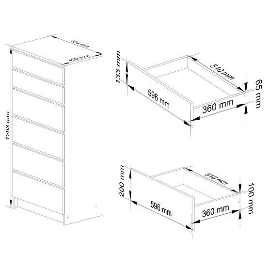 KOMMODE K60 6SZ CLP PK WEISS / GRAU