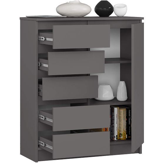 KOMMODE K80 1T 5SZ PK GRAPHITGRAU