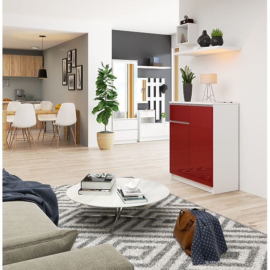 KOMMODE K80 2D 1SZ CLP PK ROTER GLANZ