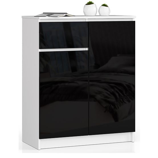 KOMMODE K80 2D 1SZ CLP PK SCHWARZ GLANZ