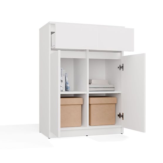 Kommode Malwa 2DD2S Schrank 2 Türen 2 Schubladen für Wohnzimmer WEISS