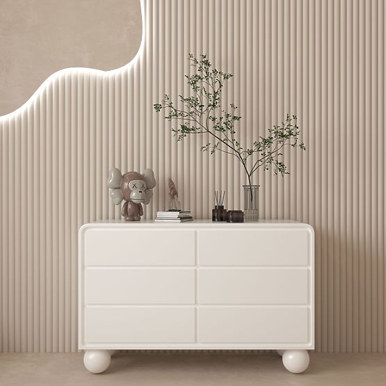 Kommode mit Schubladen Lauria 130 cm, weiß, abgerundet, Kugelfüße