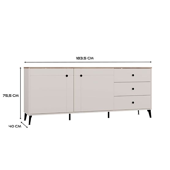Kommode POINT 2D3S Kaschmir Beige Eiche Castello Schrank 3 Schubladen 2 Türen Wohnzimmer