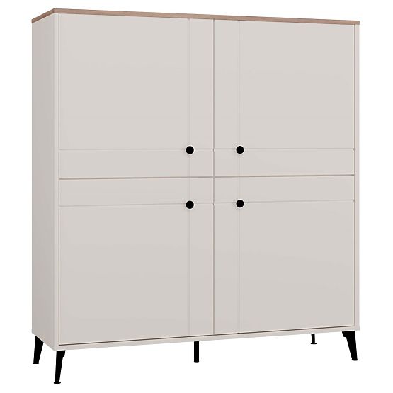 Kommode POINT 4D Kaschmir Beige Eiche Castello Schrank 4 Türen 8 Regale für Wohnzimmer