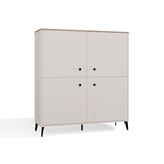 Kommode POINT 4D Kaschmir Beige Eiche Castello Schrank 4 Türen 8 Regale für Wohnzimmer