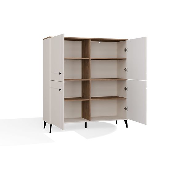 Kommode POINT 4D Kaschmir Beige Eiche Castello Schrank 4 Türen 8 Regale für Wohnzimmer