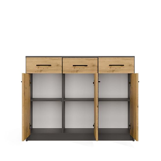 Kommode SIMPLO 3D3S Schrank 3 Schubladen 3 Türen ANTHRAZIT EICHE ARTISAN