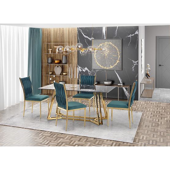 KONAMI Tisch, Platte - schwarzer Marmor, Beine - gold (2p=1Stk)