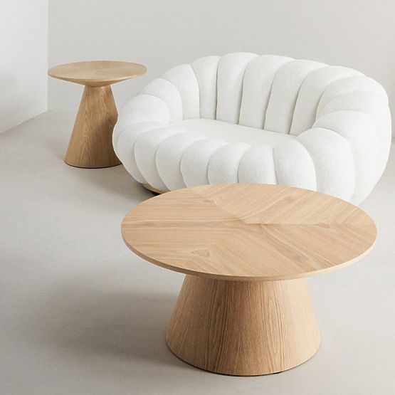 Konferenztisch Dalarna, 90 cm, rund, natürliche Eichenfurnier
