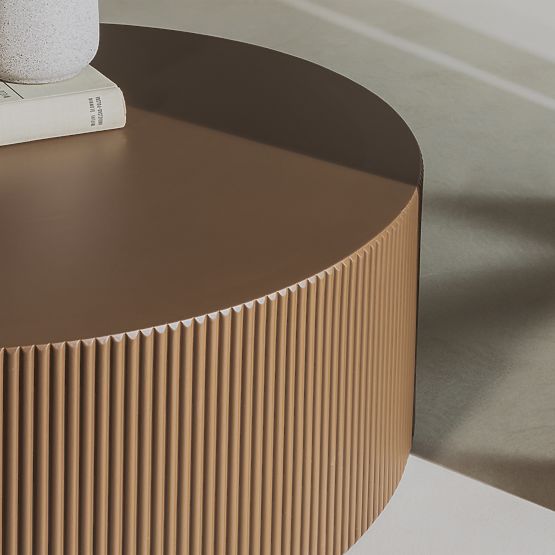 Konferenztisch Ermanno, 90 cm, Mokka, geriffelt