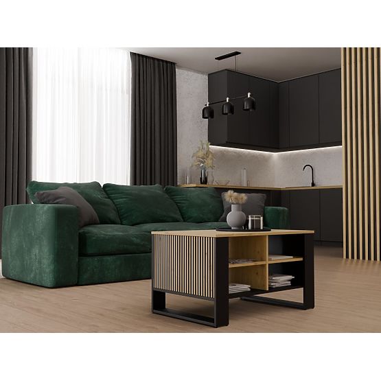 Konferenztisch Modern 4P SLIM EICHE ARTISAN SCHWARZ