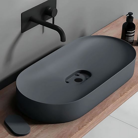 Konglomerat-Waschbecken IRIS 71 CM grau matt