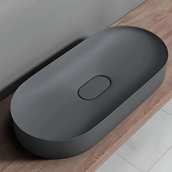 Konglomerat-Waschbecken IRIS 71 CM grau matt