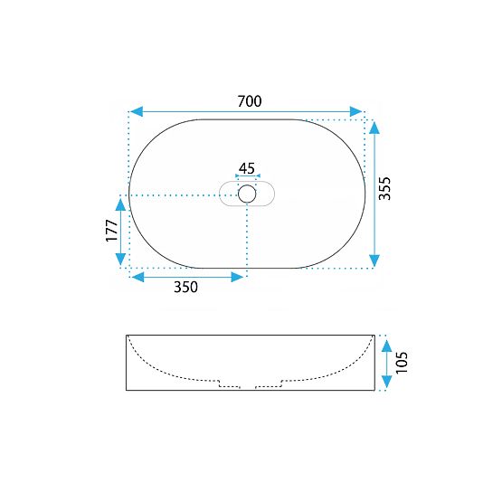 Konglomerat-Waschbecken IRIS 71 CM grau matt