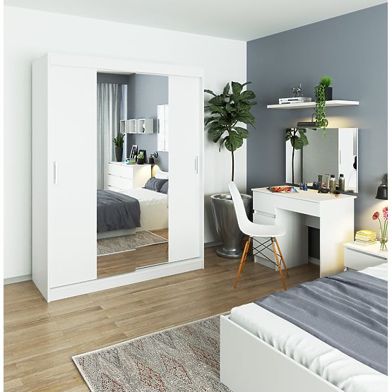 KOSMETISCHER SCHMINKTISCH MIT SPIEGEL T-6/SL 900x600 RECHTS PK WEISS