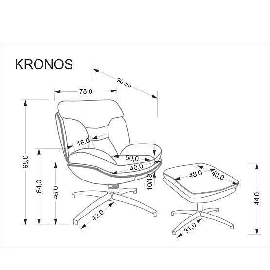 KRONOS Sessel mit Fußhocker, beige / mehrfarbig (1p=1 Stück)