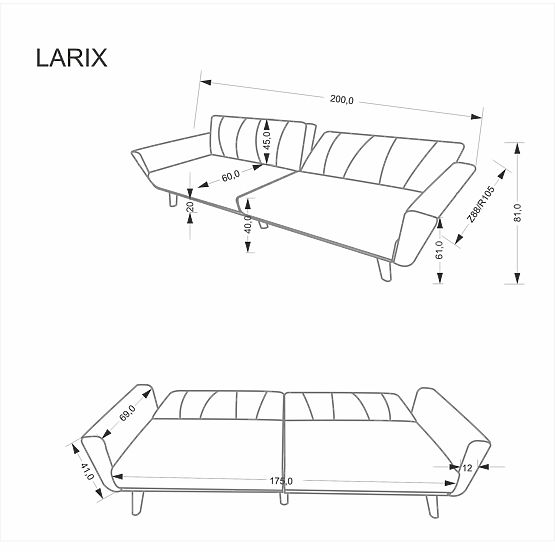 LARIX Sofa grau (1p=1 Stk)