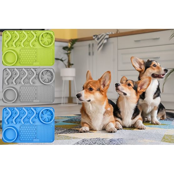 LICK MAT FÜR LANGSAMERE NAHRUNGSAUFNAHME GRAU