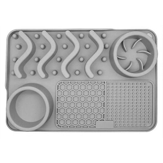 LICK MAT FÜR LANGSAMERE NAHRUNGSAUFNAHME GRAU